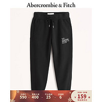 Abercrombie & Fitch 男装 美式宽松刺绣Logo保暖抓绒运动裤卫裤 323135-1 黑色 S (175/76A)