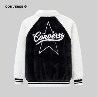 CONVERSE 匡威 童装女童针织翻领夹克儿童加绒保暖上衣外套 正黑色 110/52