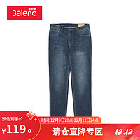 Baleno 班尼路 牛仔裤男时尚休闲水洗复古直筒潮流长裤子 01D 36