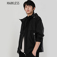 Markless 外套男士2023春秋款连帽宽松休闲工装夹克 WTB3154M黑色XXL