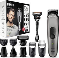 Braun 博朗 Multi-Grooming Kit 7 10 合 1 胡须修剪器和理发器 / 理发器 适用于男士面部 头部 身体* 8 个附件 男士礼物 MGK7320 黑色 / 银色