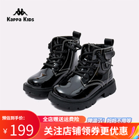 Kappa Kids卡帕背靠背童靴百搭马丁靴欧美风时尚皮靴冬季童鞋 黑色 26码