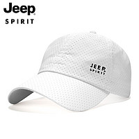 Jeep吉普帽子男女棒球帽网眼速干轻薄透气鸭舌帽运动户外太阳帽遮阳帽 CA0088白色