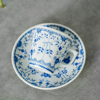 美浓烧（Mino Yaki）日本复古陶瓷咖啡杯子带碟家用奢华高档套装下午茶日式 杯碟一套