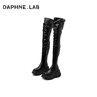 DAPHNE LAB方糖过膝靴2023伦敦时装周MARRKNULL设计师联名秀款 黑色 39