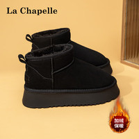 La Chapelle拉夏贝尔女鞋加绒厚底雪地靴女加厚保暖鞋东北大棉鞋部分 黑色 加绒 38