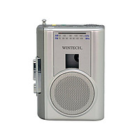 Wintech 便携式磁带播放器 外置麦克风/磁带/收音机兼容 银色