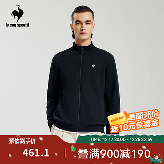 乐卡克（Le coq sportif）法国公鸡男2023运动休闲针织加绒立领开衫上衣外套CB-5646234 黑色/BLK M