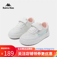Kappa Kids卡帕魔术贴板鞋儿童休闲鞋大小童小白鞋百搭运动鞋冬季童鞋 米白/粉 27码