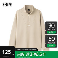 森马（Semir）卫衣男2024春季时尚字母刺绣半开襟套头上衣日常简约通勤 卡其50680 175/92A/L