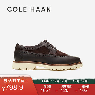 COLE HAAN 歌涵 colehaan/歌涵 男鞋牛津鞋 皮革布洛克商务正装皮鞋德比鞋C36542 深棕色-C36542 40.5