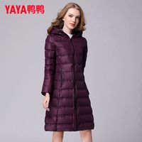 鸭鸭羽绒服 YAYA鸭鸭中长款连帽羽绒服轻型羽绒保暖御寒直筒修身时尚女士外套