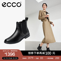爱步（ECCO）女靴 冬季短靴女切尔西靴平底靴子女 触感261893 黑色26189301001 37