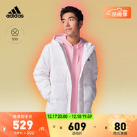 adidas阿迪达斯轻运动男女同款冬季500蓬保暖连帽鸭绒羽绒服 白色 A/S