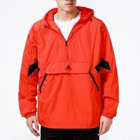 adidas 阿迪达斯 秋冬款男装半拉链梭织连帽休闲训练运动服套头衫宽松透气夹克外套