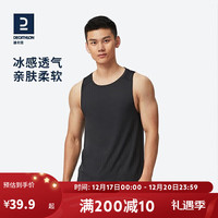 迪卡侬运动背心男速干无袖休闲宽松透气轻盈汗衫FIC ME4030139时尚黑L