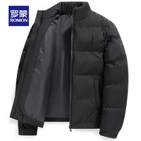 罗蒙(ROMON)棉服男短款立领面包服棉袄冬季外套中青年加厚保暖棉衣男装衣服 黑色 185 (150-170斤)