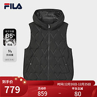 FILA Emerald斐乐女士羽绒马甲时尚休闲宽松连帽上衣 正黑色-BK 180/96A/XXL