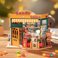 若来diy小屋艺术屋手工制作木制建筑拼装模型房子玩具创意 彩虹糖果屋