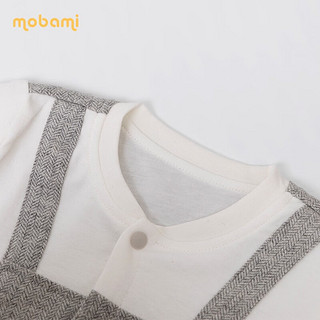 摩芭米mobami秋冬婴儿衣服连体衣羊毛拼接连体衣哈衣和尚服 卡其色 66cm