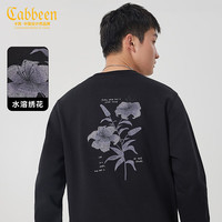 Cabbeen 卡宾 男装 渐变花卉刺绣卫衣煤黑色