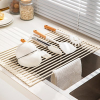 摩登主妇 厨房水槽沥水架碗碟盘收纳架洗碗槽水池碗架可折叠置物架 白色可折叠硅胶沥水架-大号