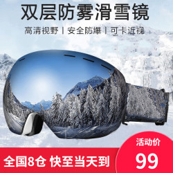 PAMIAO 帕米澳 双层防雾大球面可卡近视滑雪护目镜滑雪眼镜装备登山雪镜男女雪地 大球面双层防雾款