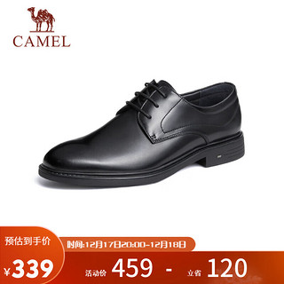 CAMEL 骆驼 男士牛皮复古擦色商务正装德比皮鞋 G13M005088 黑色 42