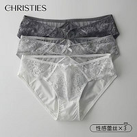 Christies 内裤女蕾丝性感女士内裤少女生低腰透气薄款少妇抗菌裆裤头3条装