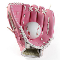 PLUS会员：INVUI 英辉 棒球手套 投球垒球儿童款加厚耐磨捕手手套（1软棒球） S码 粉色