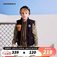Converse匡威儿童装男童保暖棉马甲背心中大童外套秋装外穿潮 正黑色 110/52