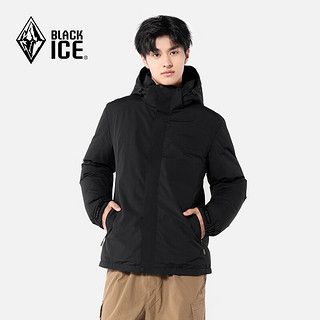 BLACKICE 黑冰 户外登山露营旅行男款600蓬鹅绒厚款活帽羽绒服 黑色 M