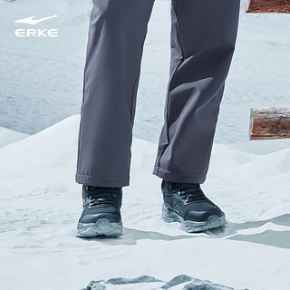 鸿星尔克（ERKE）板鞋男新防滑高帮滑板鞋加棉保暖休闲鞋运动鞋棉鞋【炽野】 正黑/碳灰 39