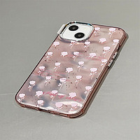 倾雪 电镀小碎花粉色适用苹果14promax手机壳女款 粉色褶皱满屏花朵 iPhone12Pro