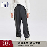 Gap男童冬季2023LOGO拼接加绒运动卫裤810798儿童装束脚裤 灰色 120cm(S)