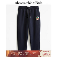 ABERCROMBIE & FITCH男装 秋冬美式复古刺绣徽章logo保暖抓绒直筒运动裤卫裤 353870-1 海军蓝 XL (180/98A)