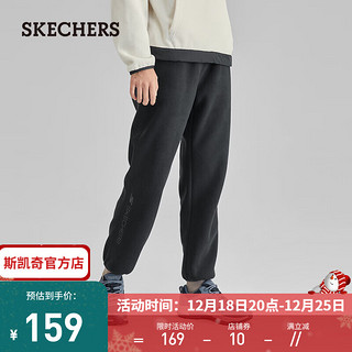 SKECHERS 斯凯奇 女子保暖摇粒绒长裤 碳黑/0018 L