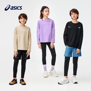 asics亚瑟士童装2024年春季男女童运动休闲速干百搭针织T恤 001黑色 170cm