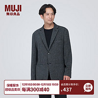 无印良品 MUJI 男式 羊毛混 夹克 短款外套 深灰色图案 S(165/84A)