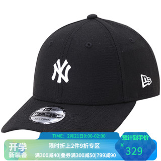 NEW ERA 纽亦华 棒球帽男女同款MLB鸭舌帽-黑色 白标NY OSFA