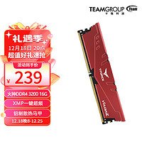 Team 十铨 火神系列 Z DDR4 3200MHz 台式机内存 马甲条 红色 16GB