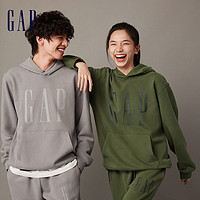 Gap 盖璞 男女装冬季2023新款LOGO碳素软磨抓绒卫衣841332热力感连帽衫