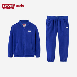 Levi's李维斯童装男童加绒开衫卫衣+长裤2件套23冬季外套裤子套装 石英蓝 110/52