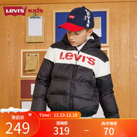 Levi's 李维斯儿童装棉服男童保暖外套秋冬季撞色连帽梭织上衣 黑美人-LV2212183 130/64(7)