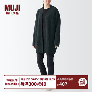 無印良品 MUJI 無印良品  女式 牦牛绒混羊毛 V领开衫 中长款针织毛衣秋冬 BAM21A2A 炭灰色 M