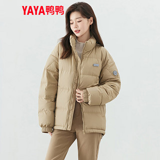 YAYA 鸭鸭羽绒服 短款冬季立领面包服男女外套 浅灰 XL