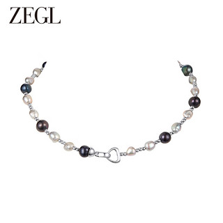 ZEGL法式淡水珍珠项链女轻奢小众2023复古毛衣锁骨链配饰 混彩珍珠项链