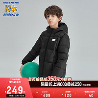 Skechers斯凯奇儿童羽绒服三防科技2023男女大童保暖防寒童服L423K119 碳黑/0018 5XL