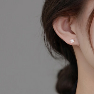 银奥纯925银耳钉女潮花朵耳环耳饰设计感小众优雅轻奢 白玫瑰耳钉