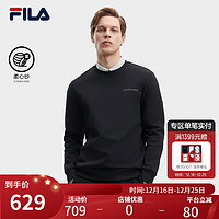 FILA 斐乐男子针织套头衫休闲时尚简约基础卫衣 正黑色-BK 175/96A/L